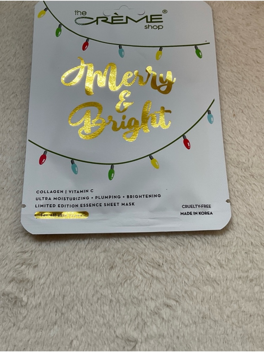The Crème Shop Merry & Bright Gold Accent Holiday Throw - Cream